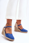 Semišové sandále na modrom selfoss klin
