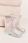 Detské brokátové galoshes so strieborným oblakom