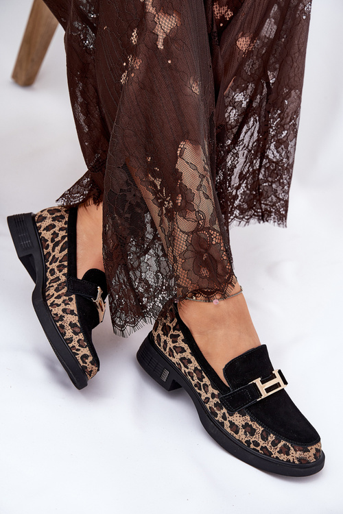 Semišové Dámske Mokasíny Panteřové Čierne Vinceza 66791