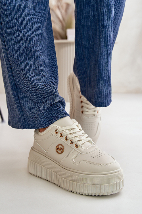 Sneakers Dámske Športové Topánky Zateplené Na Masívnej Podrážke Béžové Verissha