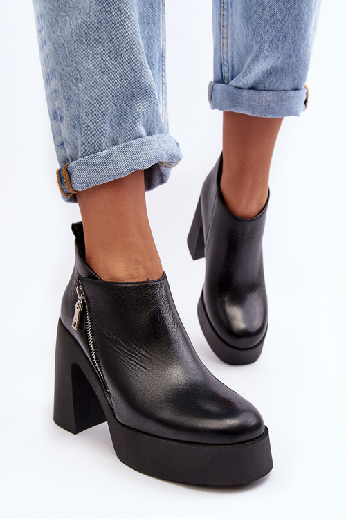 Dámské boty s masivním sloupkem s zipem 1755 Zazoo černé