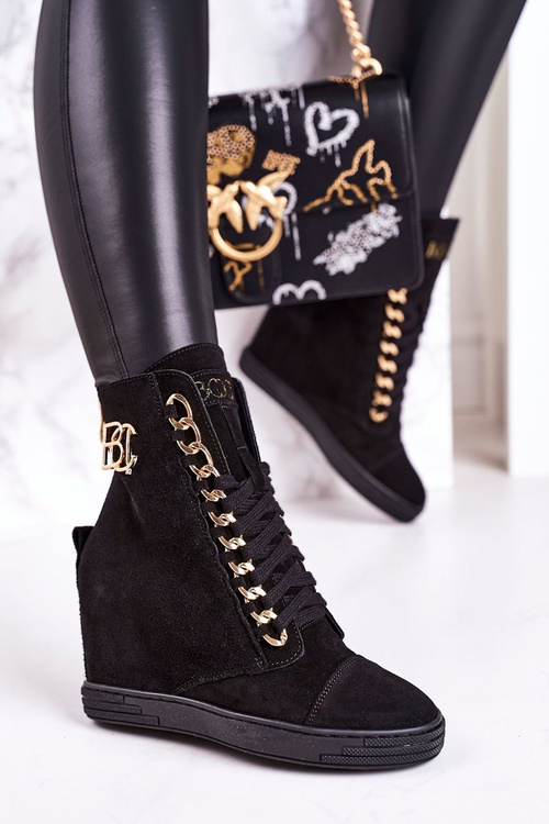 Dámske semišové tenisky Booci 2222/066/Z Golden Black Chain