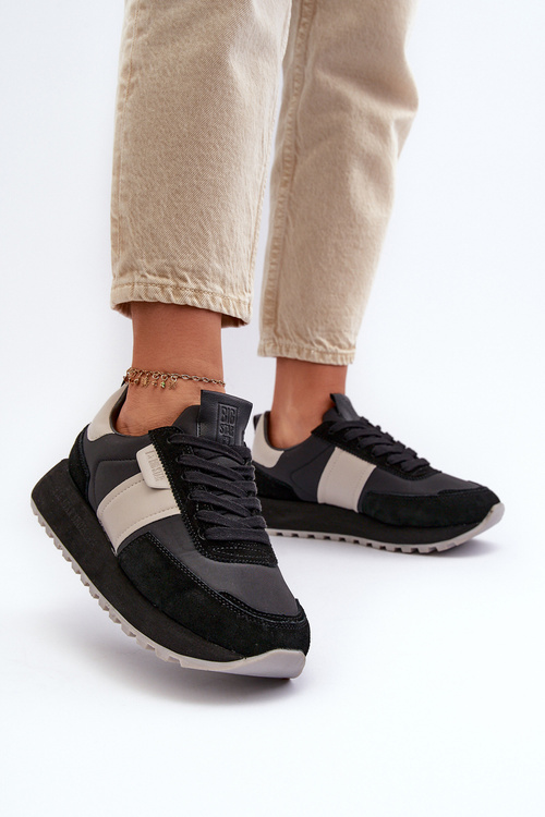 Dámské tenisky na platformě Big Star NN274502 s paměťovým pěnovým systémem, černé