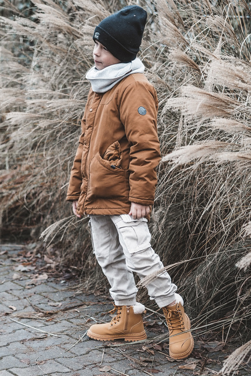 Dětské Trapery Botky Na Zip s Kožušinou Camel Marialee