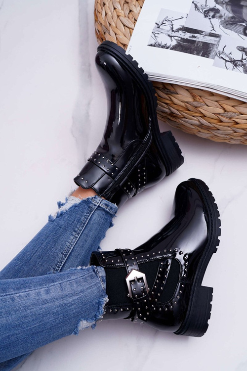 Dámska plochá päta, teplý lakovaný verre