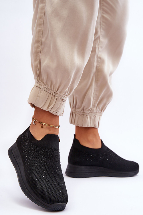 Dámské nazouvací tenisky s kamínky černé Gianni