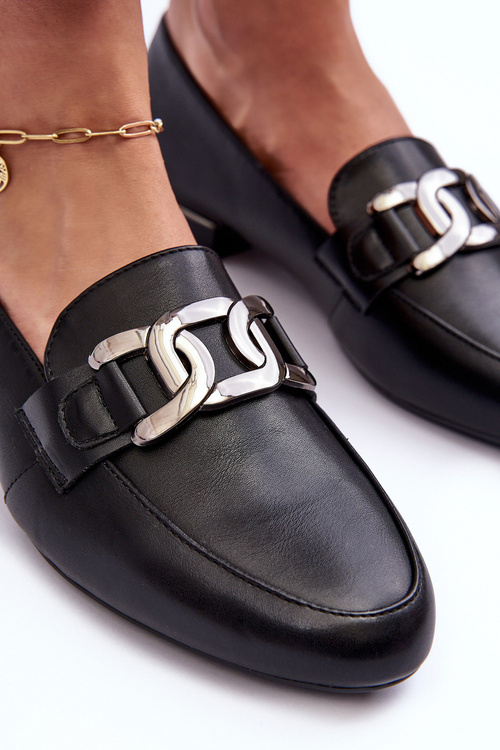 Dámske mokasíny s dekoráciou čierna Camilena