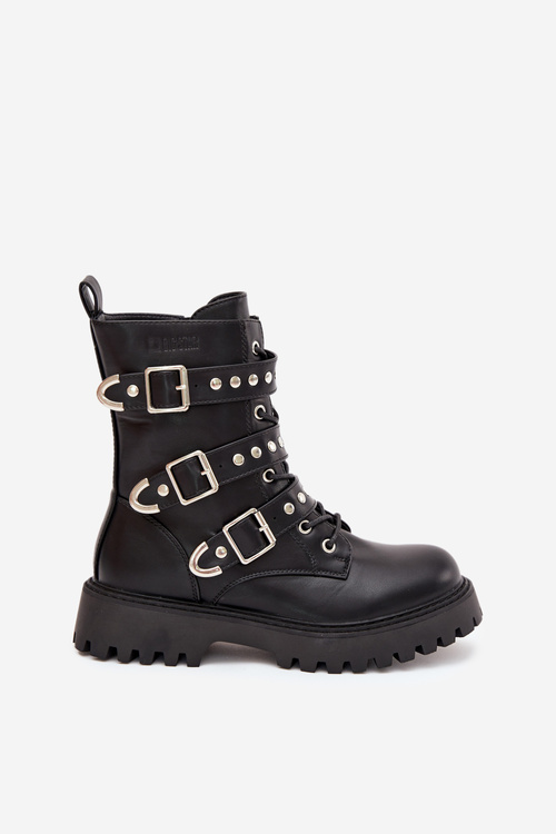 Zateplené Pracovné Topánky S Pásmi A Sponami Big Star OO274707 Čierne