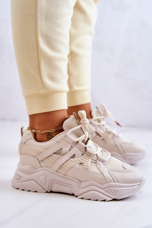 Ženské športové topánky tenisky béžové odvážne