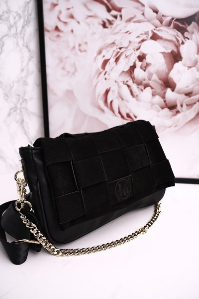 Taška na spojku so semišovým vrkôt Laura Biaggi čierna