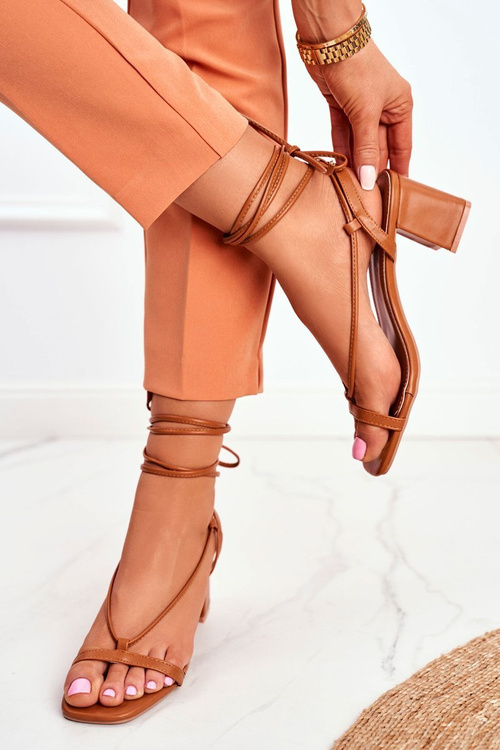 Dámské Sandály Na Podpatku Šněrované Camel Morning