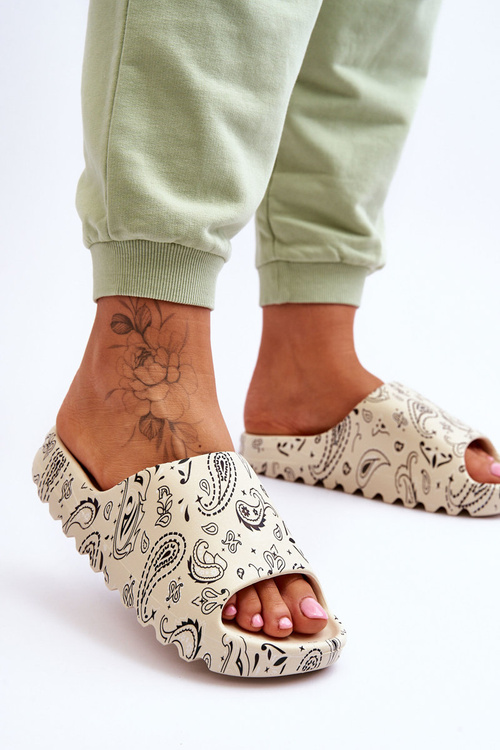 Módní dámské pantofle na masivní platformě Béžove Lorette