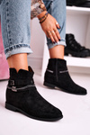 Black Eliza Suede Boots s reťazou