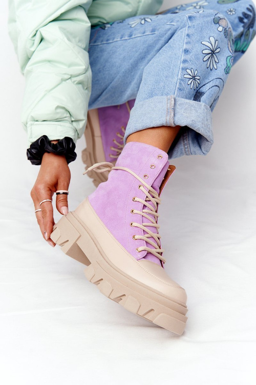 Semišové Boty Lewski Shoes 3007-0 Fialové