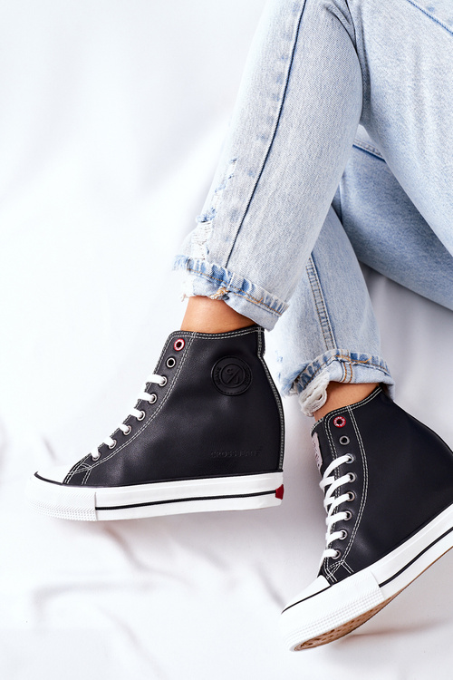 Kožené Klínové Tenisky Sneakers Cross Jeans II2R4025 Cerne