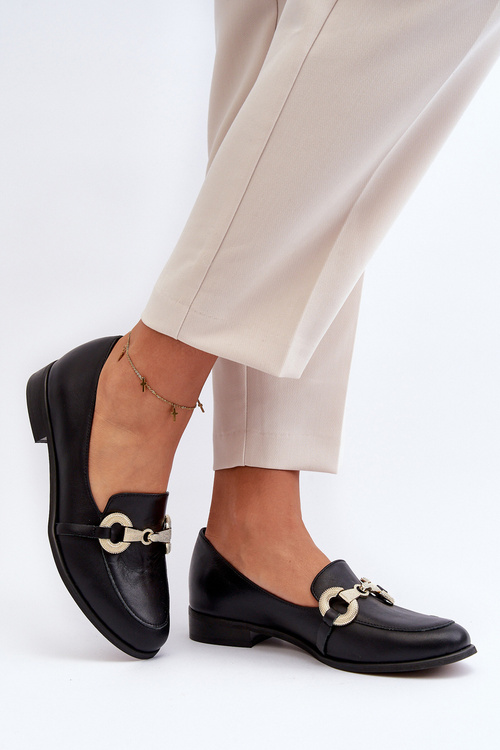 Zazoo 2880 Dámské Mokasíny Kožené S Ozdobou Černé