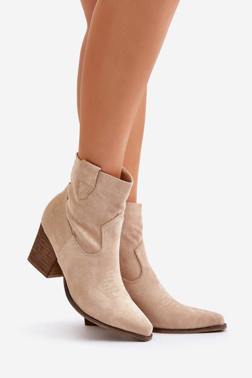 Kovbojské Čižmy Na Opätku Eko Semišové Hnedé Arabelline