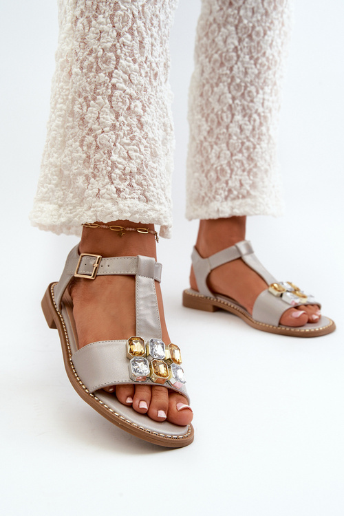 Elegantní Dámské Sandály S Ozdobnými Detaily S.Barski KV27-030 Bežové