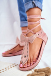 Lu Boo Dámske zviazané sandále Flip -flops prášková ružová mara