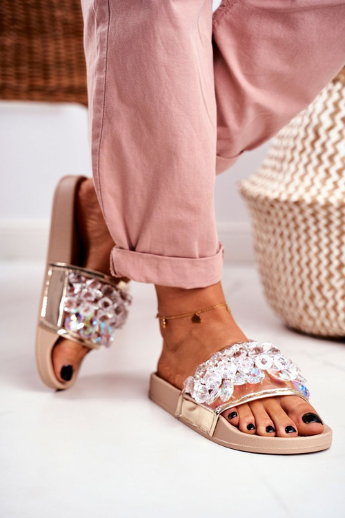 Dámské Pantofle Lu Boo Krystaly Béžový Bobbi