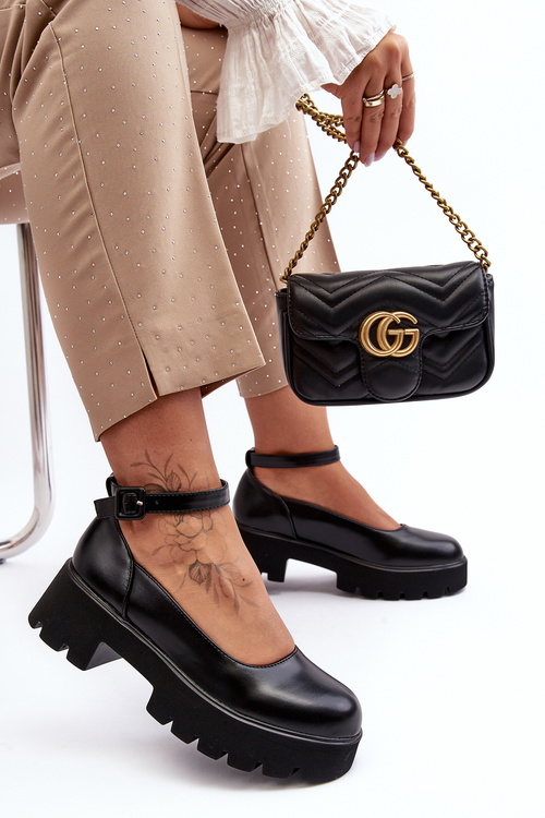 Dámské polobotky s nízkým podpatkem s klíčem Černá Owena