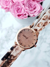 Dámské hodinky Michael John Etna na stuze růžový zlatý třpyt