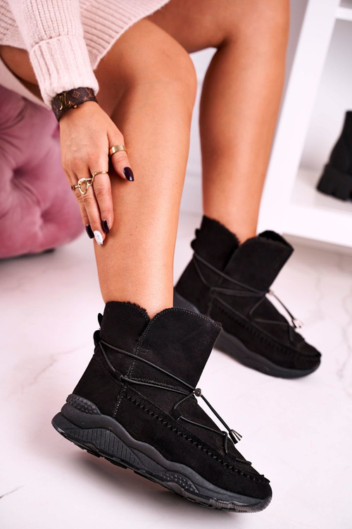 Dámske snehové topánky, športové snehové topánky s čiernou syntou