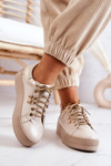 Kožené športové topánky na svetelnej béžovej platforme Mary Ann