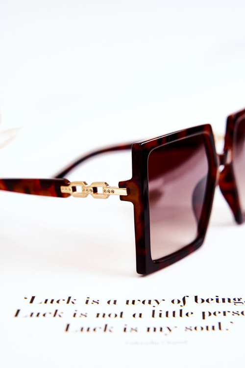 Veľké štvorcové mramorované slnečné okuliare v130043 hnedé