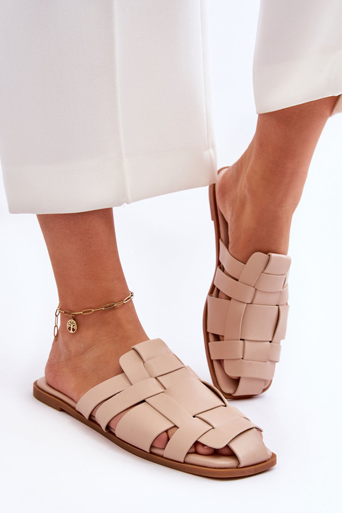 Dámské pruhované pantofle Světle béžová Reyna