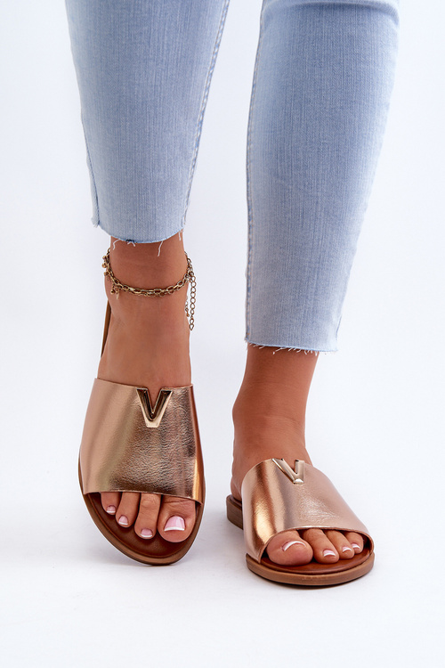 Dámské sandály z ekokože na ploché podrážce zlaté Maliha