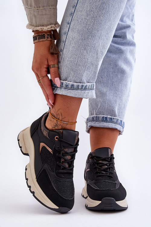 Tkanicí sportovní boty na platformě černé Escape