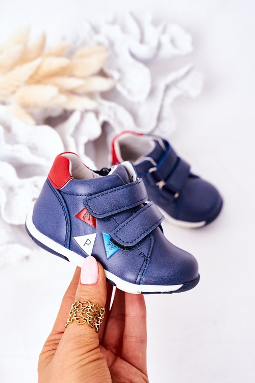 Dětské Kožené Boty Se Suchým Zipem Tmavě Modré Milo