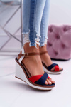 Kaisha Navy Blue Wedge Sandals