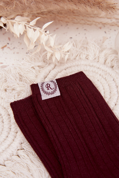 Bavlnené ponožky s pruhmi dámske bordové