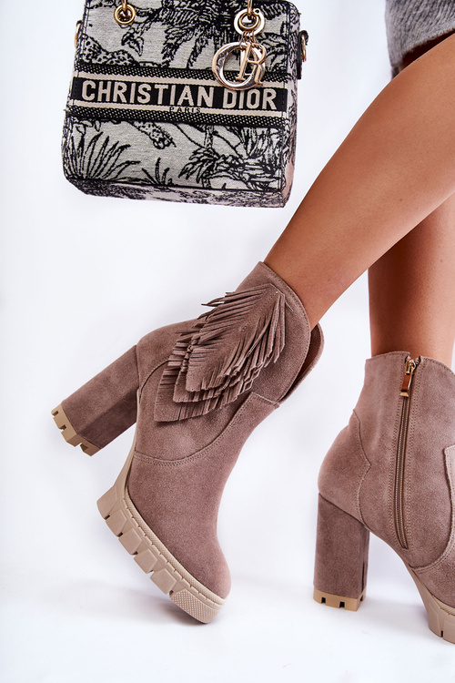 Suede topánky na topánkach Lewski 3251 Cappucino Platform