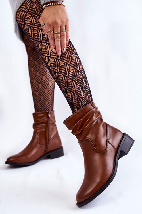 Dámske krkované ploché podpätky hnedý syr