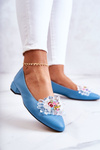 Kožené baleríny s elegantnou dekoráciou Blue Millany
