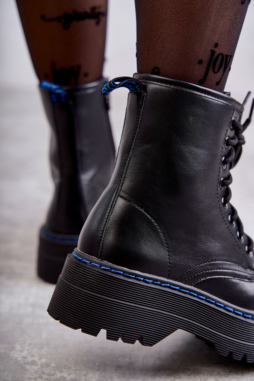 Dámské zavazované kozačky Glany Černá Callie