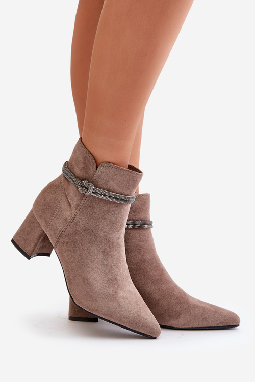 Dámske Eko Semišové Čižmy Na Podpätku S Špicatými Prstami Hnedé Terivannes