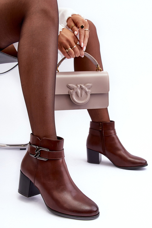 Dámské zateplené kozačky s zdobením hnědá Astrid