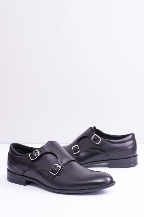 Kožené elegantní pánské boty Monk černé