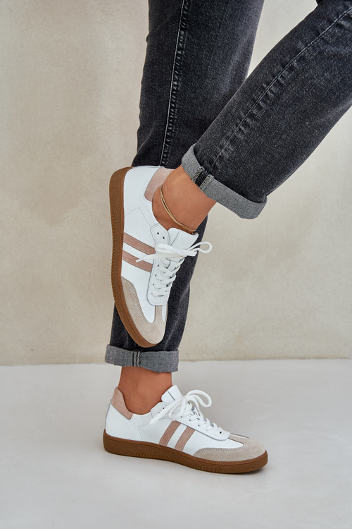 Zazoo N1068 Kožené Nízké Sneakersy Dámské Béžové