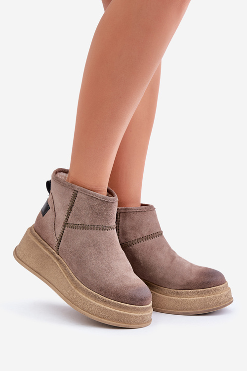 Kožené Semišové Snehule Na Platforme A Klíne Hnedé Maciejka 06769-02 Tmavo hnedé