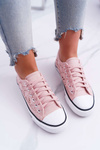 Nízké Dámské Tenisky Krajka Růžové Veroli