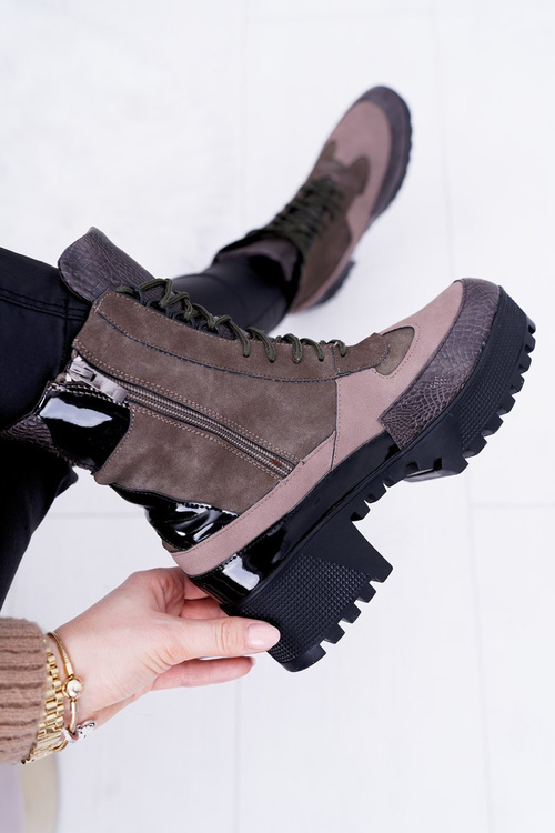 Dámské Kotníkové Ploché Boty Lu Boo Teplé Zelené Desert