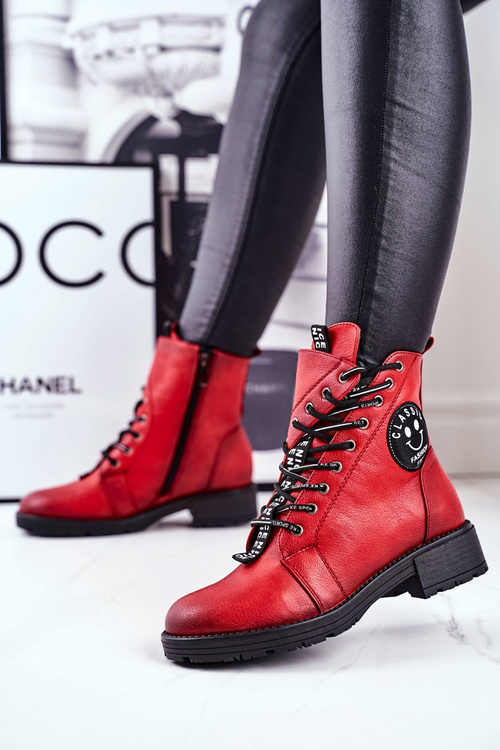 Dámské Kotníkové Ploché Boty Červené Aspen