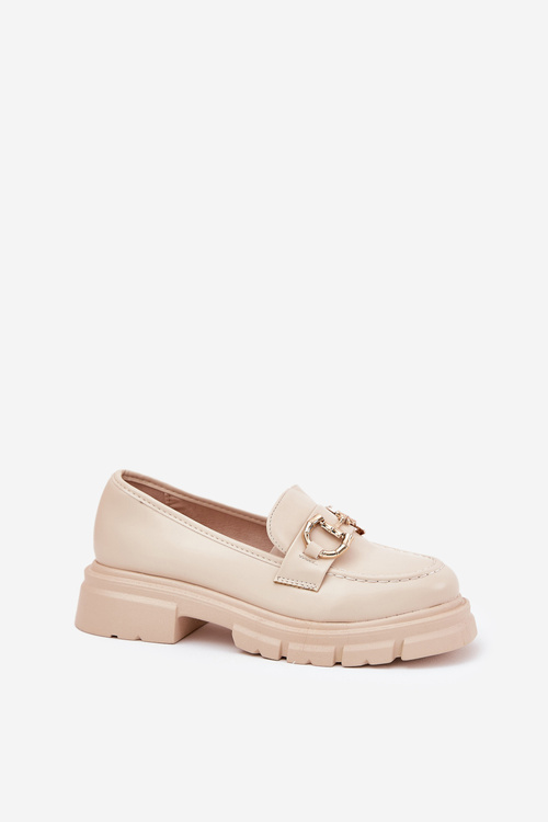Dámske Mokasíny Eko Koža So Zlatým Detailom Béžové Ravalissea
