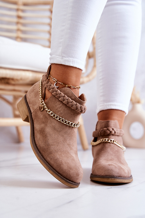 Semišové Boty S Retězem Hněde Talitha