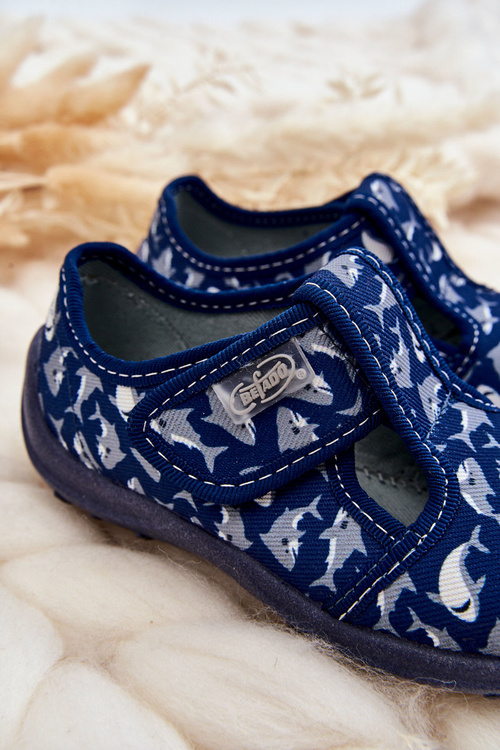 Detské topánky, papiere Befado Sharks 010x032 Navy Blue